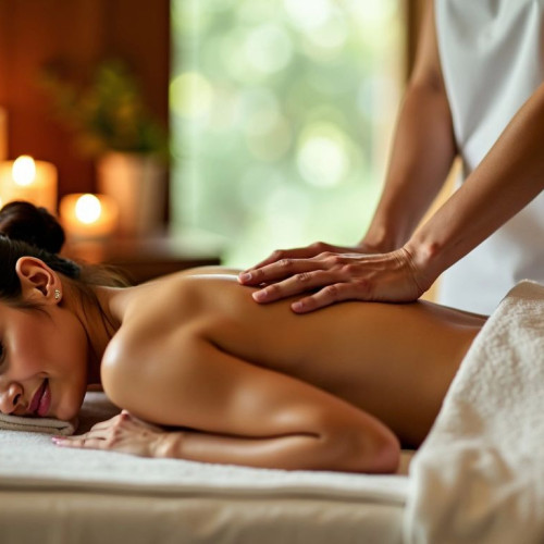 Masaj yapılan kişi ve spa ortamı