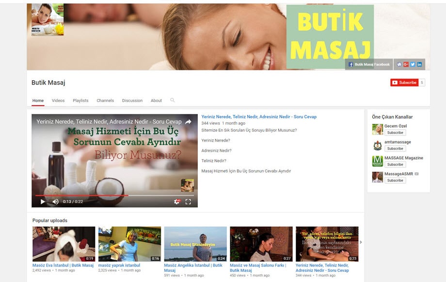 butik masaj youtube kanalı